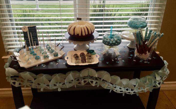 Love the Nothing bundt cakes! 
I added a few extra little treats to the dessert table to complement that delicious cake; a few cake pops, Oreo truffles and chocolate covered pretzel rods 