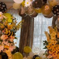 Bumble Bee Balloon Arch and Florals