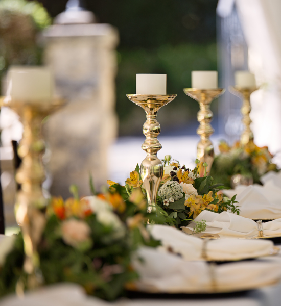 beautiful table with candlesticks 