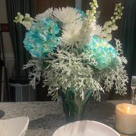 Tiffany Blue and white floral arrangement